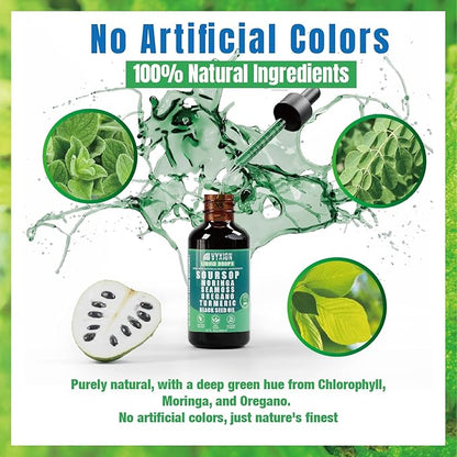 Soursop Bitters Liquid Drops 10 in 1 with Sea Moss, Moringa, Turmeric, Black Seed Oil, Oregano, Ashwagandha