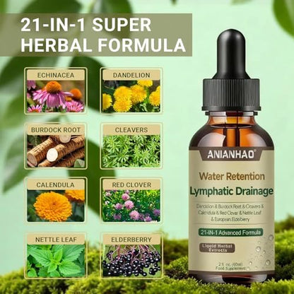 Lymphatic Drainage Drops, Water Detox, Water Balance Support, Lymphatic Drainage Supplement Promotes The Efficient Drainage of The Lymphatic System to Promote Overall Health, 60ml|B0GCK3KZL2