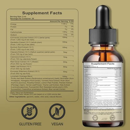 Lymphatic Drainage Drops, Water Detox, Water Balance Support, Lymphatic Drainage Supplement Promotes The Efficient Drainage of The Lymphatic System to Promote Overall Health, 60ml|B0GCK3KZL2