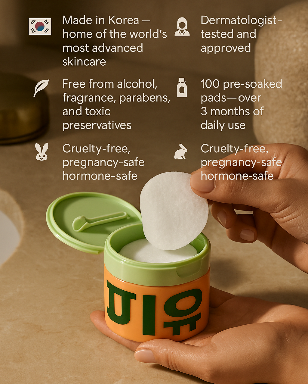 Korean Anti-Aging Toner Pads (100 Pads)