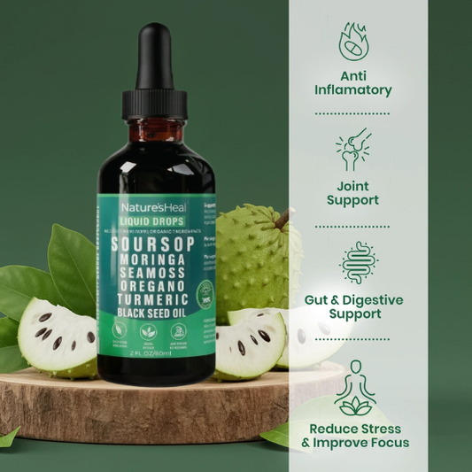 Soursop Bitters Liquid Drops 10 in 1 with Sea Moss, Moringa, Turmeric, Black Seed Oil, Oregano, Ashwagandha