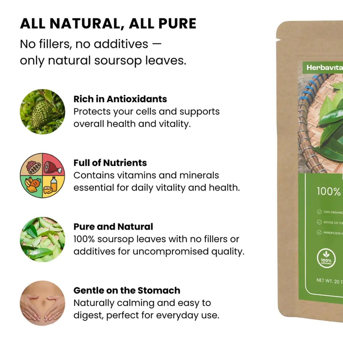 100% Organic Soursop Leaf Tea